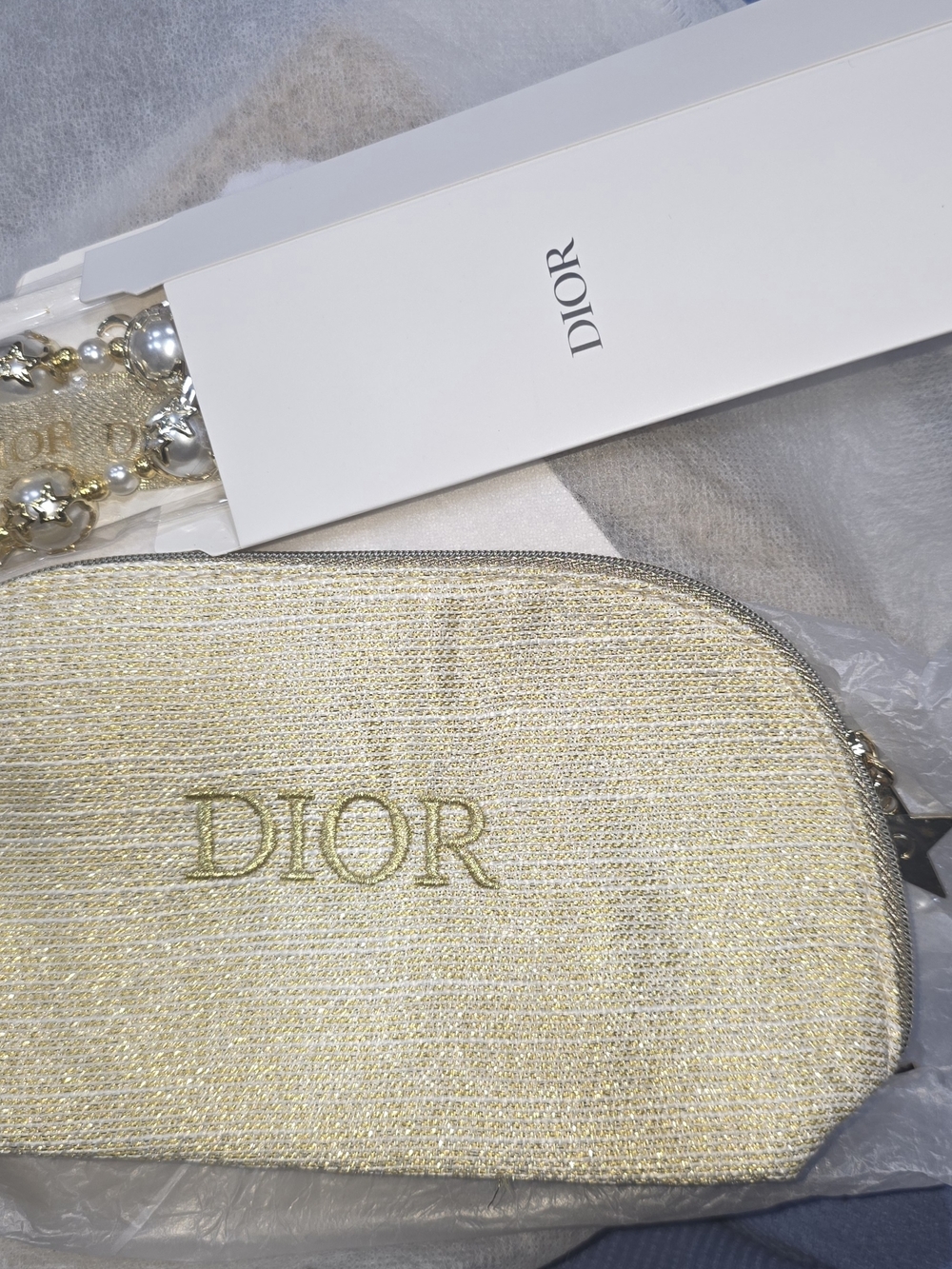 Gold Metallic Woven Cosmetic Pouch